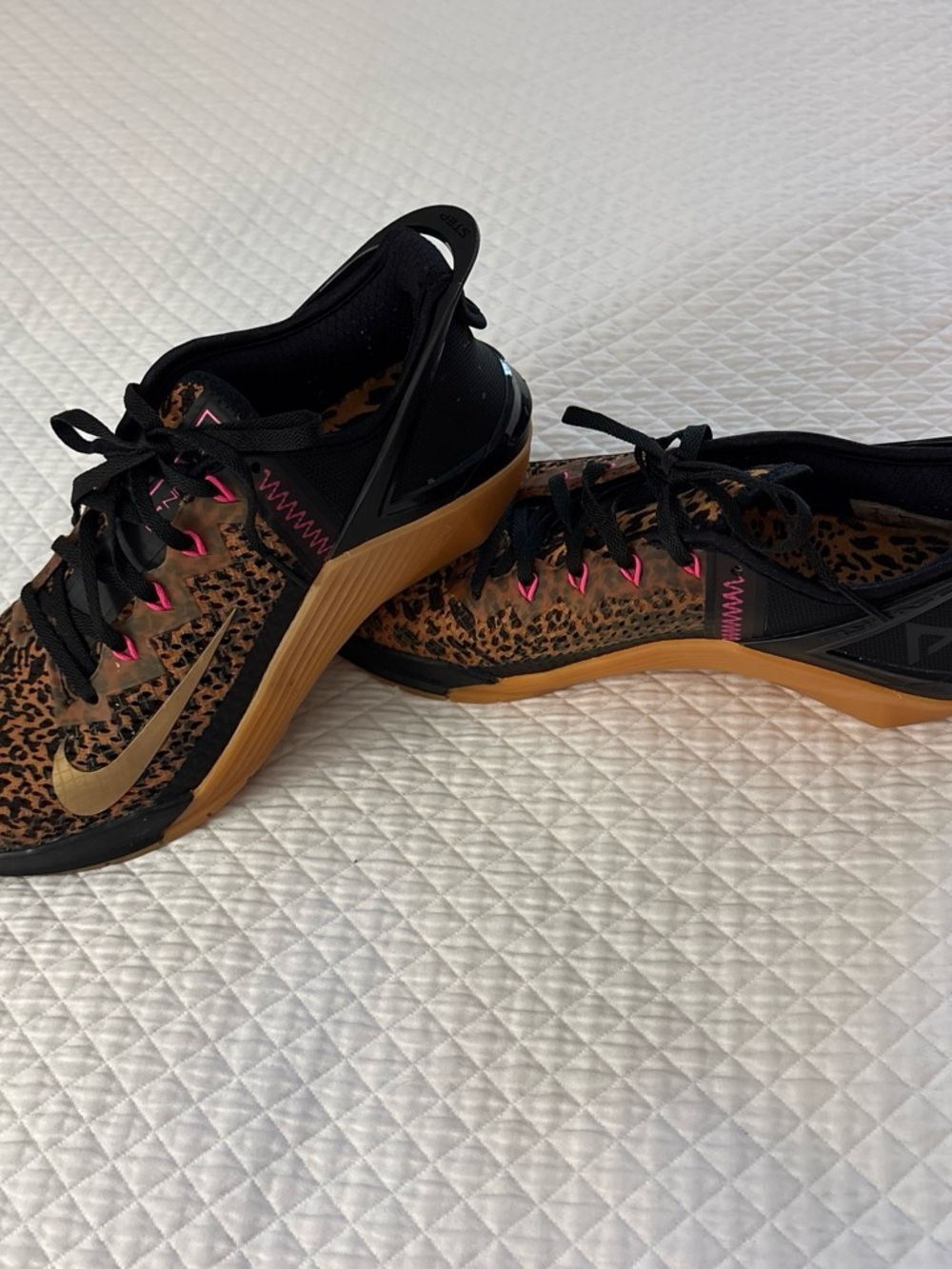 Nike Leopard-Print Training Sneakers - Black, Brown & Pink Accents